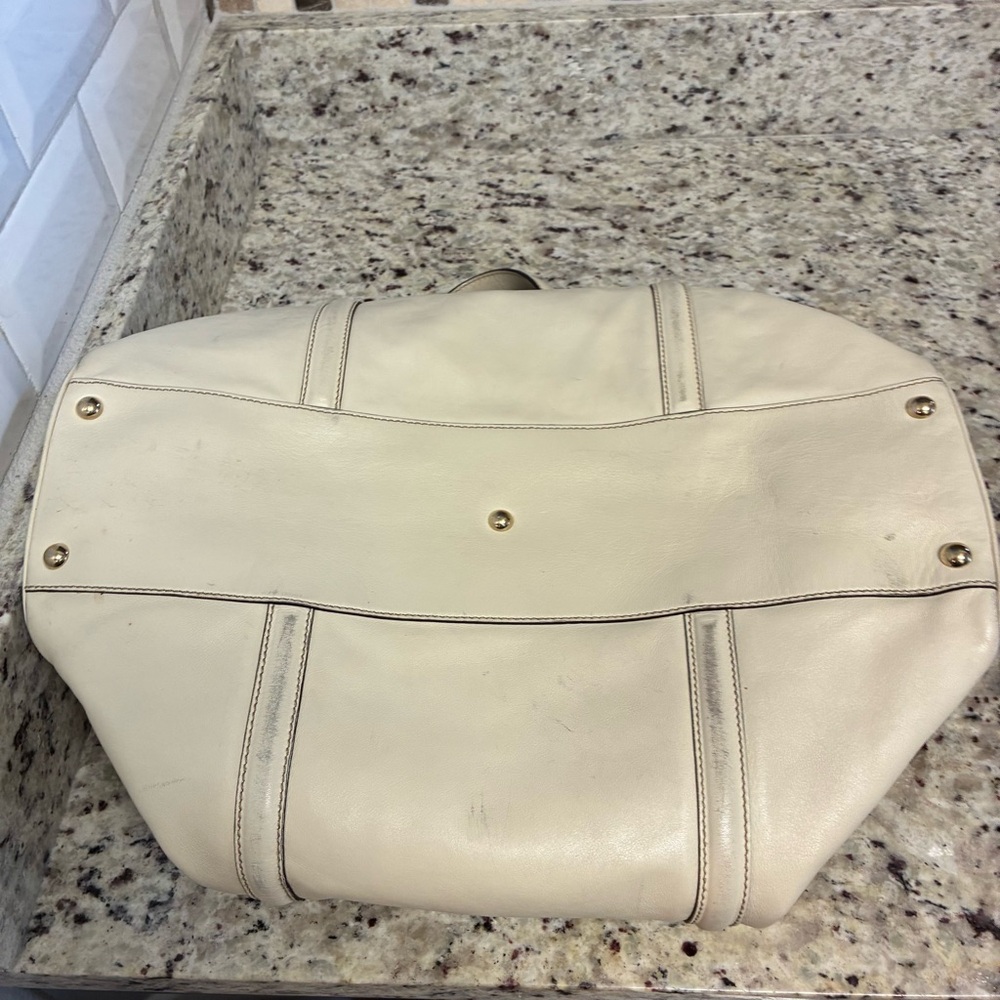 Gucci Britt Boston Cream Leather Women's Bag - Picture 11 of 12